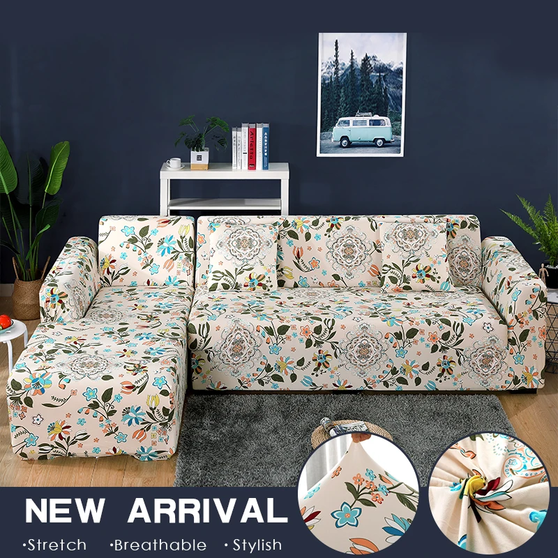 Эластичный чехол для дивана гостиной спандекс печатные цветочные секционные