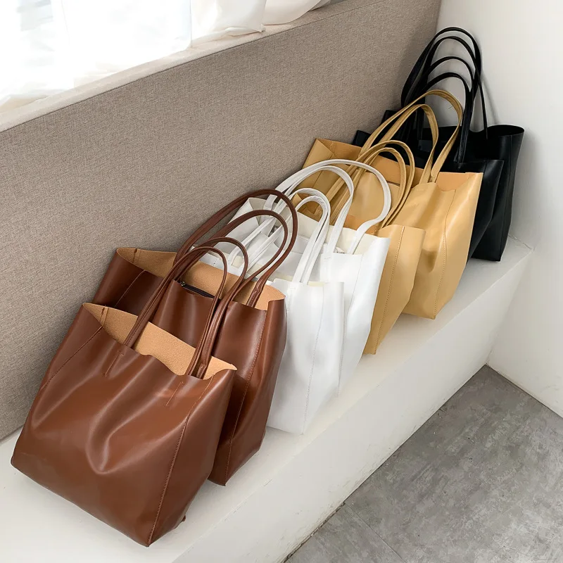 

Вместительная сумка-тоут из искусственной кожи, женская сумочка на плечо, повседневный тоут для покупок