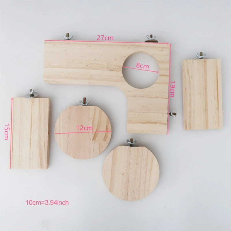 P15D 5Pcs Natural Wood Hamster Stand Platform Rat Activity Playground Chinchilla Cage Accessories with Washers for Birds | Дом и сад