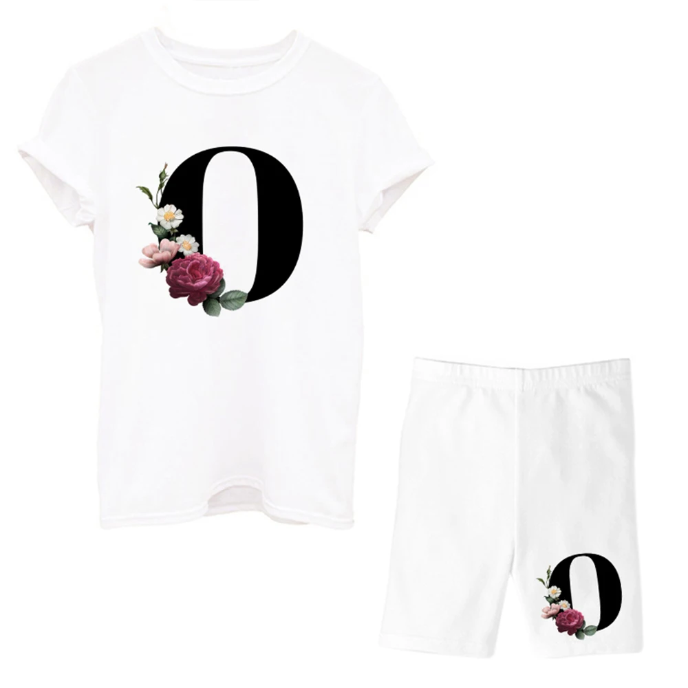

2021 Women Two Piec Set Letter T Shirts And Shorts Summer Short Sleeve O-neck Casual Joggers Biker Shorts Outfit For Woman