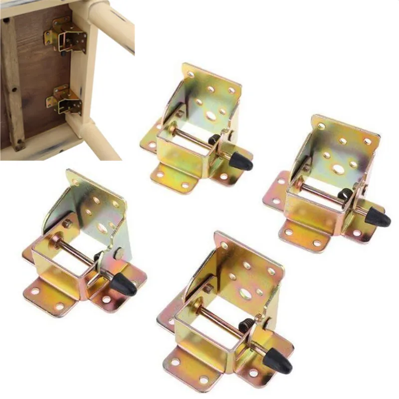 

4pcs Free Shipping Iron Locking Folding Table Chair Leg Bracket Hinge Self-Lock Foldable Hinges for Home Furniture Hardware Tool