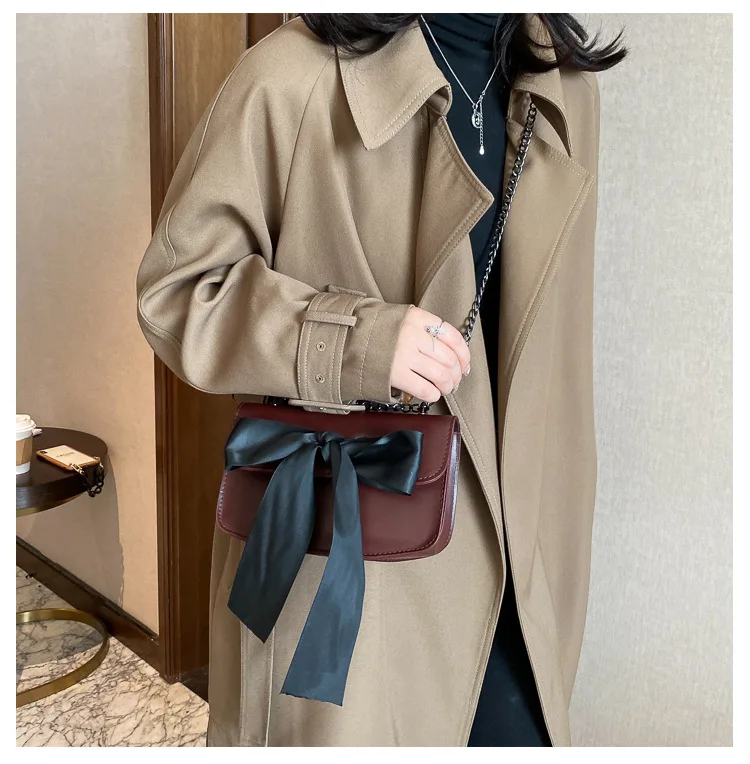 Модная сумка через плечо с бантом и цепочкой стильные сумки-мессенджеры женские