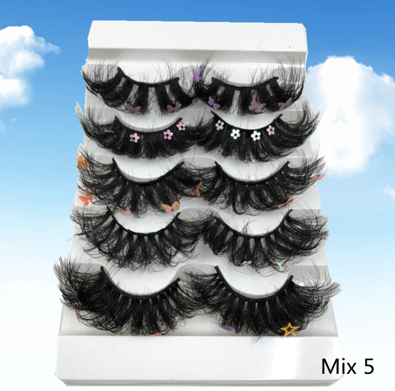 5 Pairs 3D White/Pink/Blue/Red Lashes with butterfly Wholesale Natural Long Colorful False Eyelashes Lash Extension Supplies | Красота и