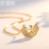 doteffil 925 sterling silver fashion jewelry gold cute swan aaa zircon pendant necklace for women party anniversary wedding gift