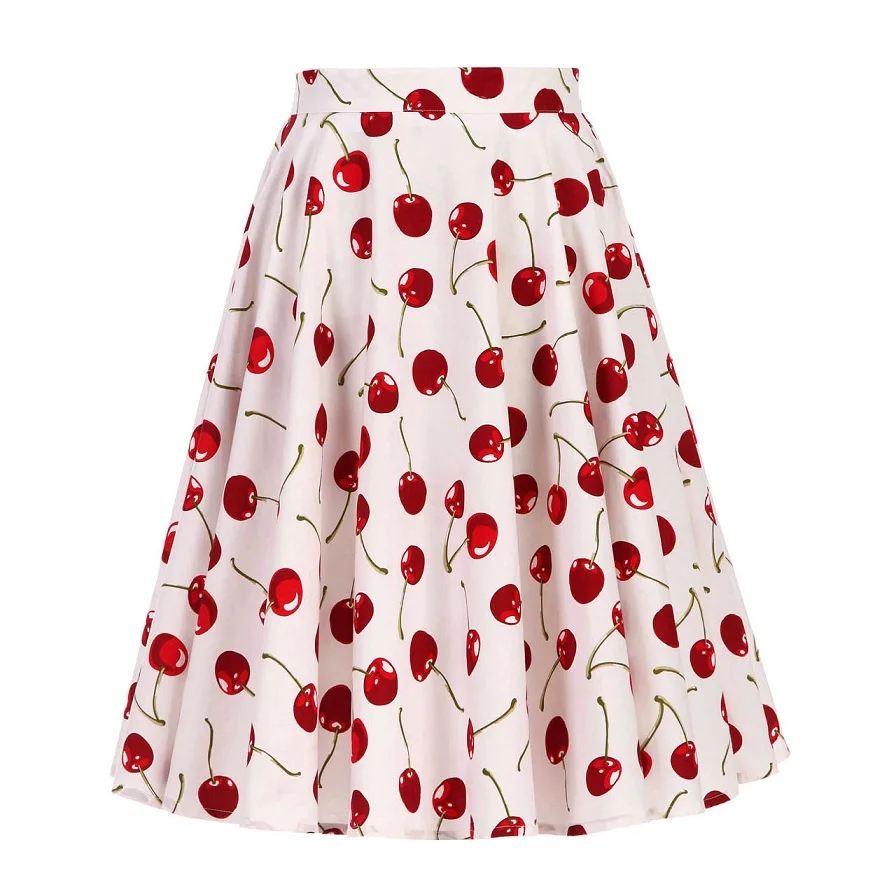 summer skirt Женская юбка в горошек Хепберн, летняя, офисная, винтажная, элегантная, 50 s, 60 s, рокабилли, свинг, юбки для женщин, s, черная, красная, белая, школьная юбка - Цвет: summer skirt