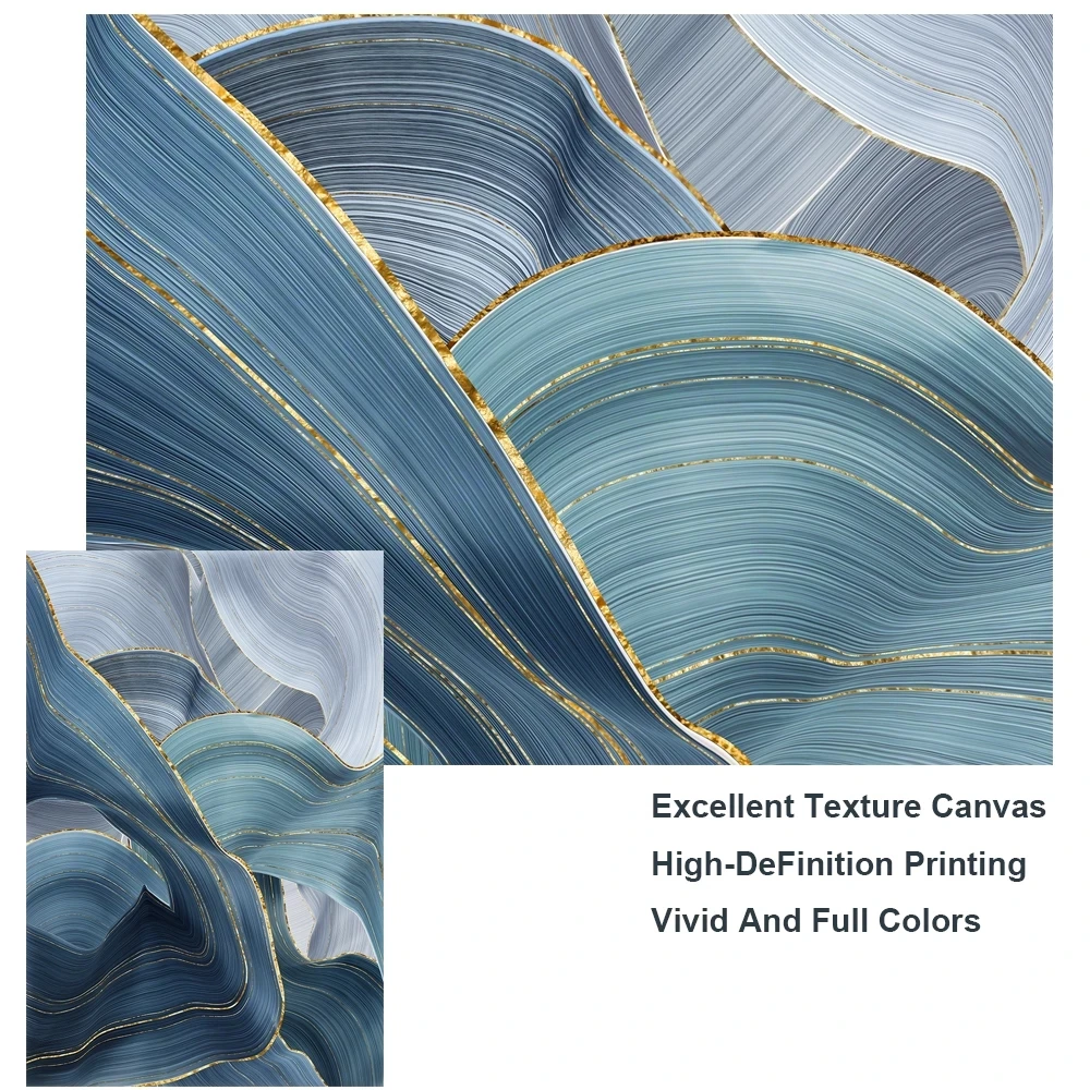 Абстрактные золотые зеленые волнистые геометрические холсты плакаты