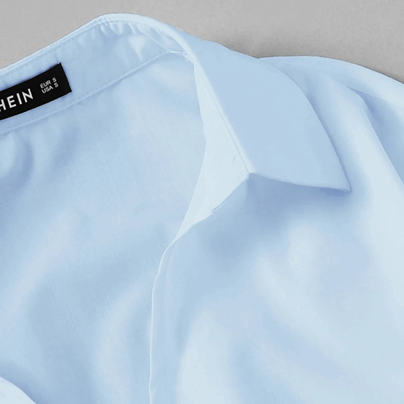 SHEIN женская блузка с леопардовым принтом и карманами, женская одежда, весна, повседневные женские топы с длинным рукавом, одноцветные свободные блузки