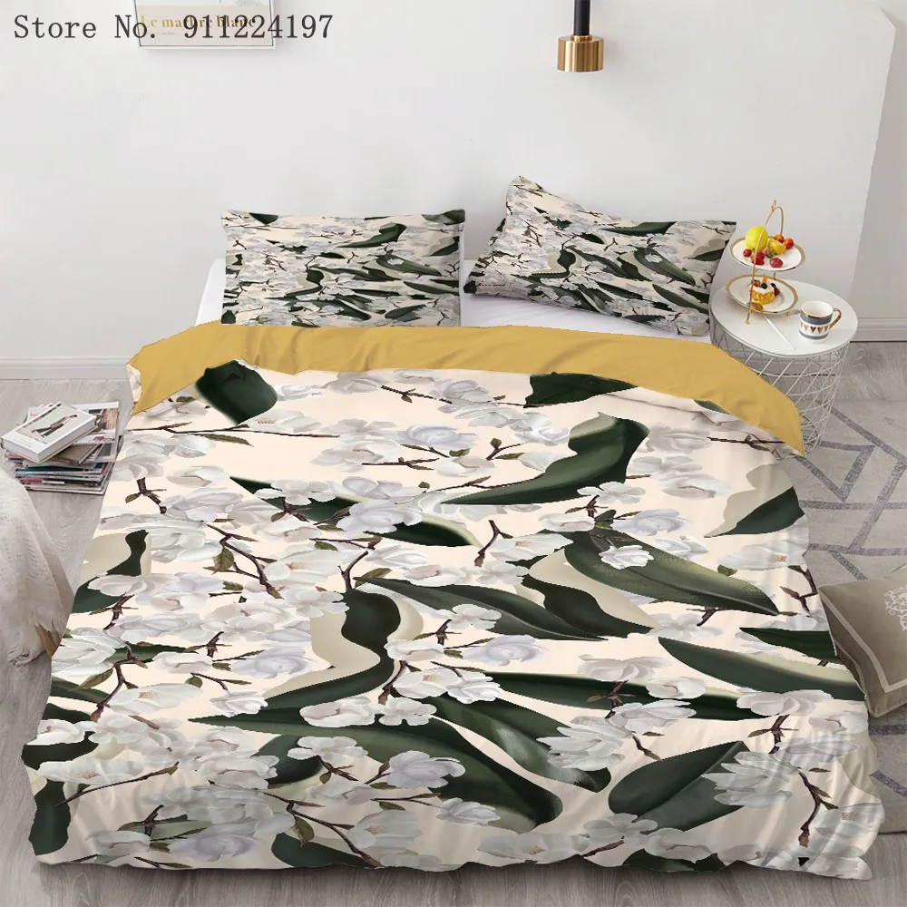 

Комплект постельного белья с белым цветочным принтом, пододеяльник с красной вишней, постельное белье с красивым цветком, односпальный Ком...