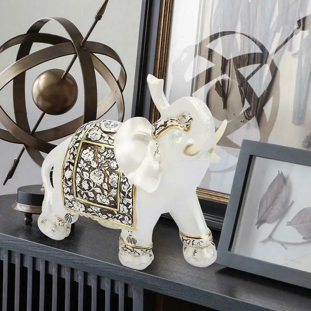 

Resin Elephant Statue Ornament Animal Figurine Toy For Office Home Decoration Lucky Wealth Symbol Display Craft