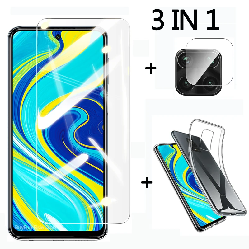 3 в 1 закаленное стекло + чехол пленка для объектива Xiaomi Redmi Note 9s 9 Pro Max K30 Zoom защитное