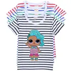 Полосатая хлопковая Футболка LOL Surprise Doll для девочек, милая домашняя рубашка в полоску, топы, футболки, одежда для детей, на лето