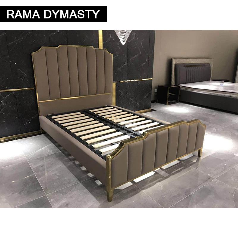 Мягкая кровать RAMA DYMASTY из натуральной кожи современный дизайн Бетт cama модная