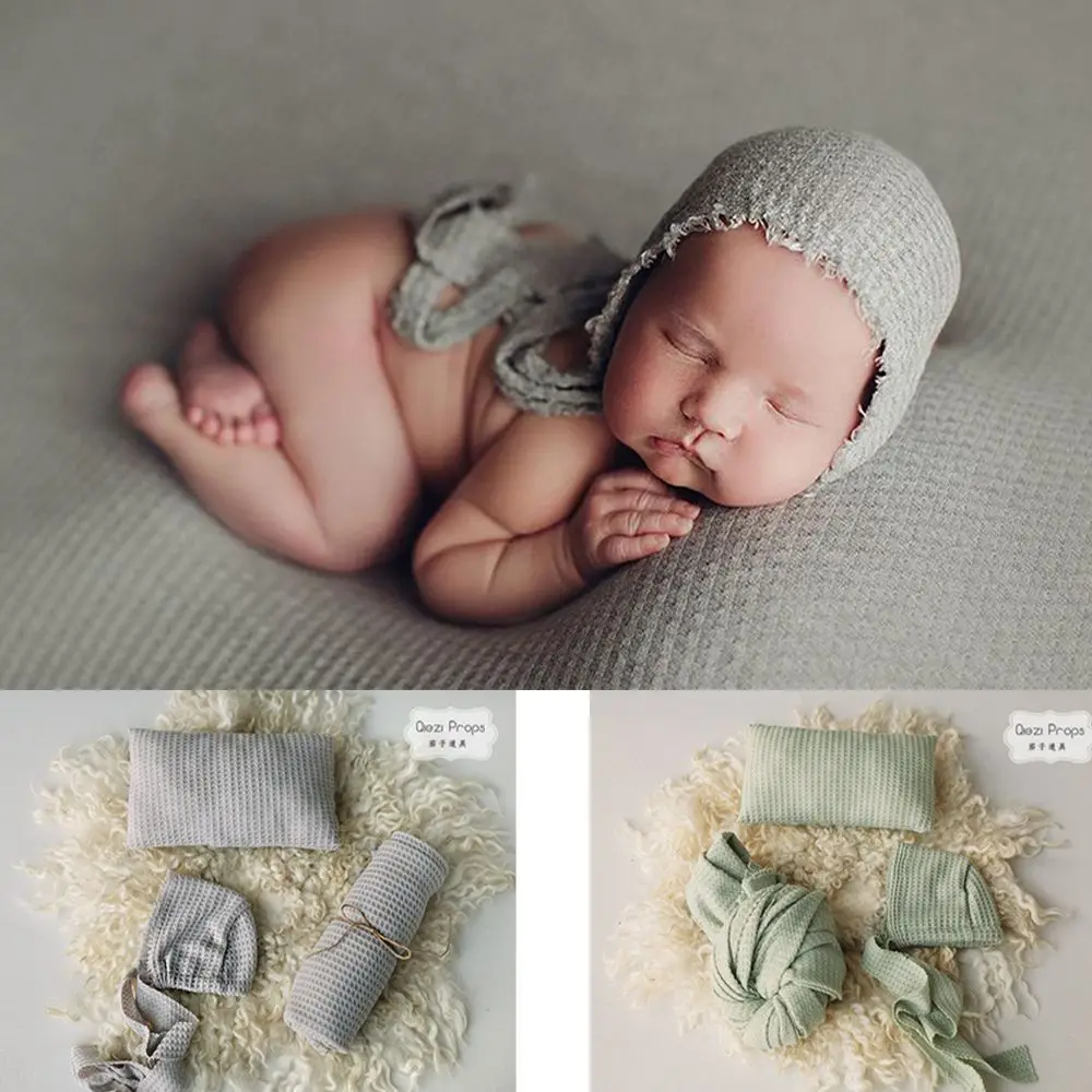 

3 Pc/Set Hat + Pillow Newborn Photography Props Soft Blanket Wraps Cloth Baby Boy Girl Photo Booth Shoot Accessories Posing Cap