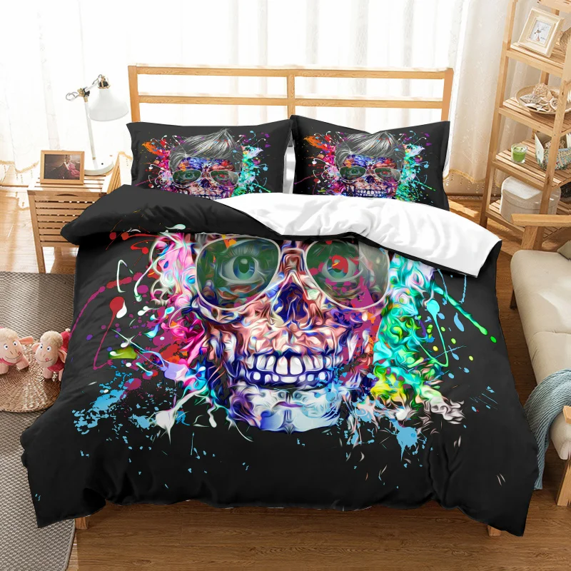E Fanaijia Sugar Skull набор пододеяльников с наволочкой постельное белье с изображением Черепа Набор роскошный комплект постельного белья размера Queen полный размер одеяла наборы - Цвет: E