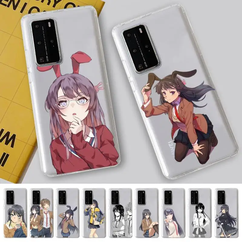 

YNDFCNB Bunny Girl Senpai Sakurajima Mai Phone Case For Huawei P 20 30 40 pro lite Psmart2019 Honor 8 10 20 Y5 6 2019 Nova3E