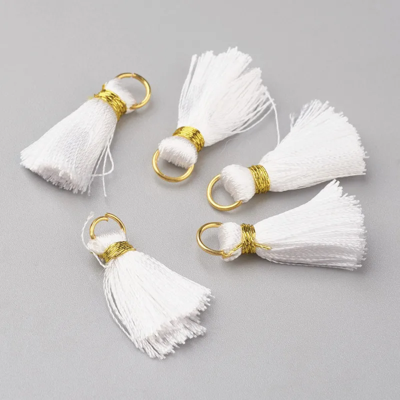 

100pcs Nylon Tassel Pendant Decoration with Golden Brass Findings For Jewelry Making DIY Earring Necklace 26.5x5mm Hole: 4mm
