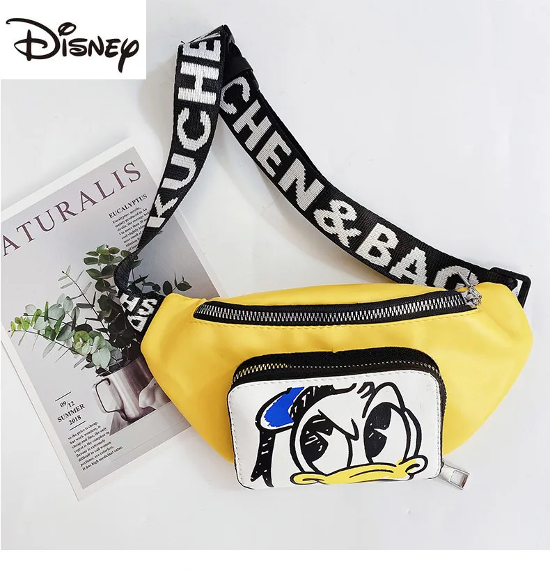 

New Disney Donald Duck Children's One-shoulder Diagonal Bag Cartoon Image Casual Nylon Zipper Fashion Cute Girl Waist Bag