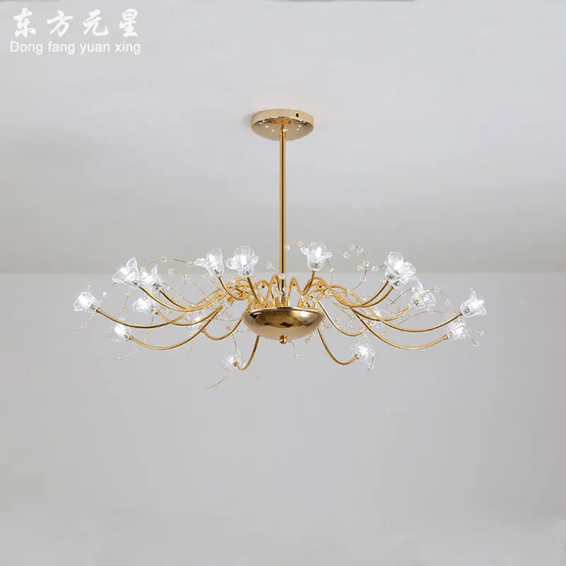 Светодиодная люстра G4 в скандинавском стиле романтическая золотистая