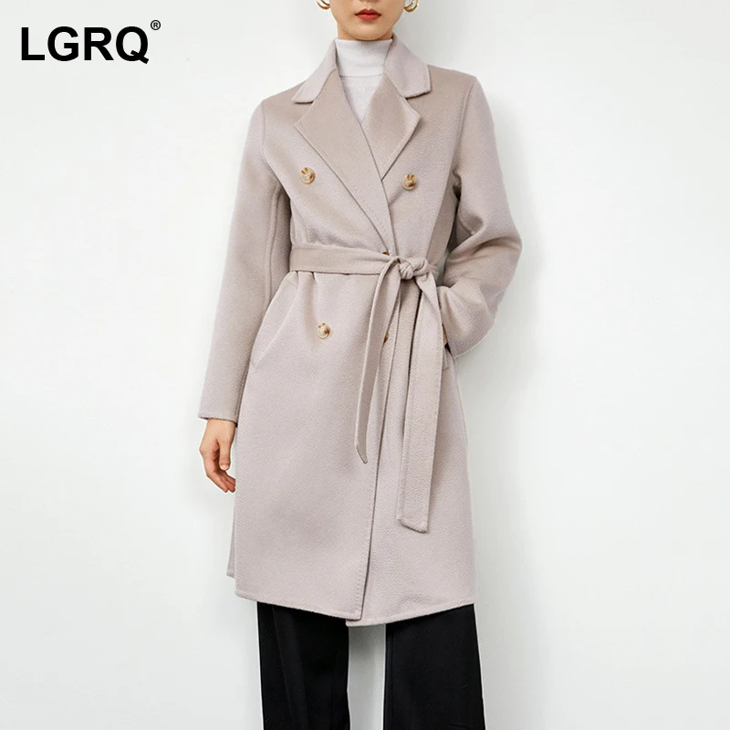 

Женская парка с длинным рукавом [LGRQ], черная двухсторонняя кашемировая шерстяная куртка с волнистым узором, новинка сезона осень-зима 2021, ...