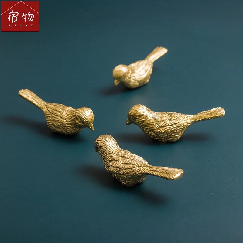 Античная медная ручка с богатыми птицами для ящиков шкафов обуви дверей чистая