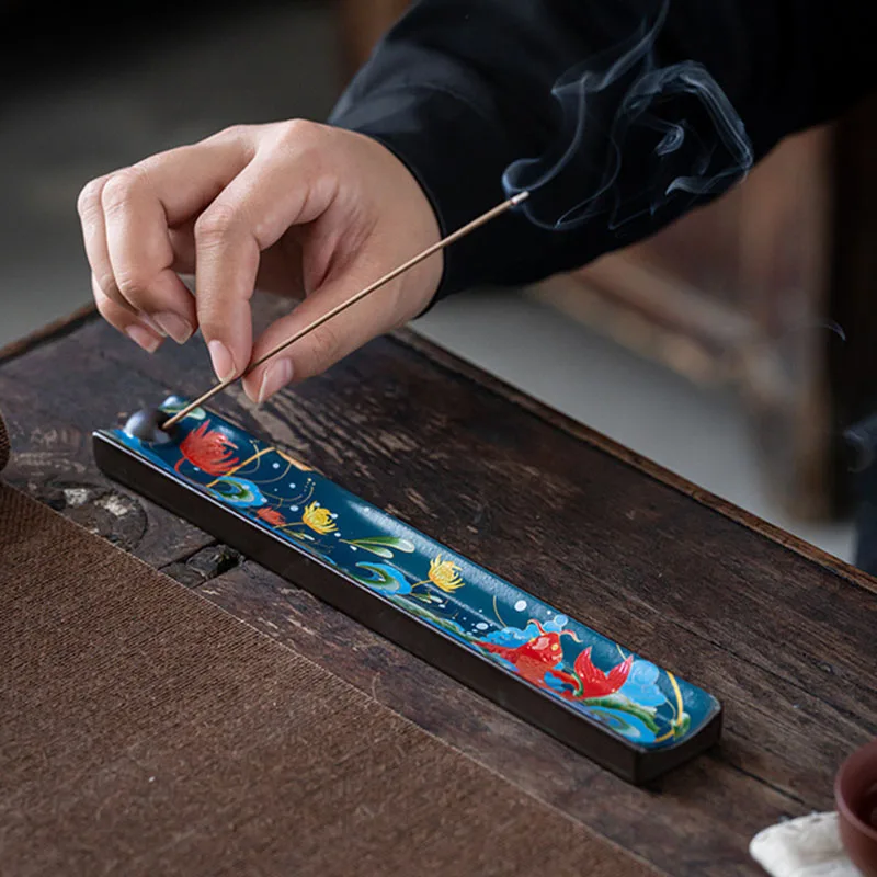 

Enamel Incense Holder Household Ceramic Crafts Aromatherapy Burner Chan Incense Base for Living RoomHome Decor