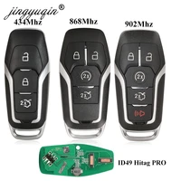 jingyuqin 434868902mhz id49 smart remote key for ford mondeo explorer mustang focus fusion s max galaxy car keylessgo 345btn
