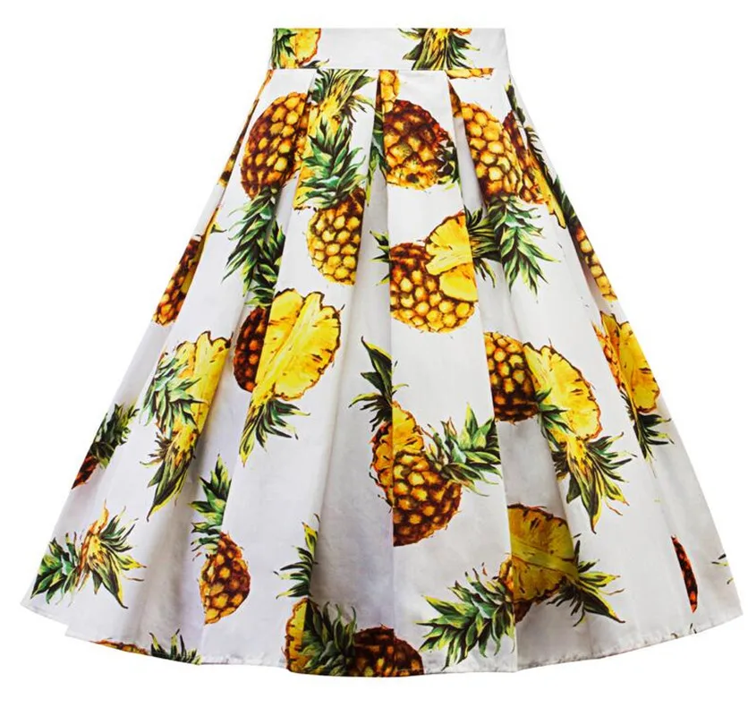 Pinapple Хепберн хлопок Женская юбка качели винтажные юбки клетчатый принт