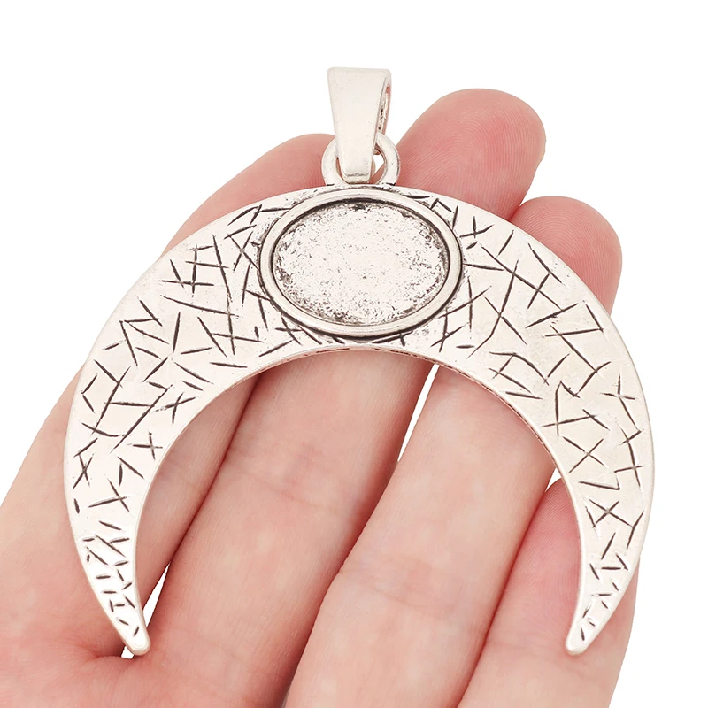 3 х тибетские серебряные подвески в виде большого полумесяца с двумя рожками для