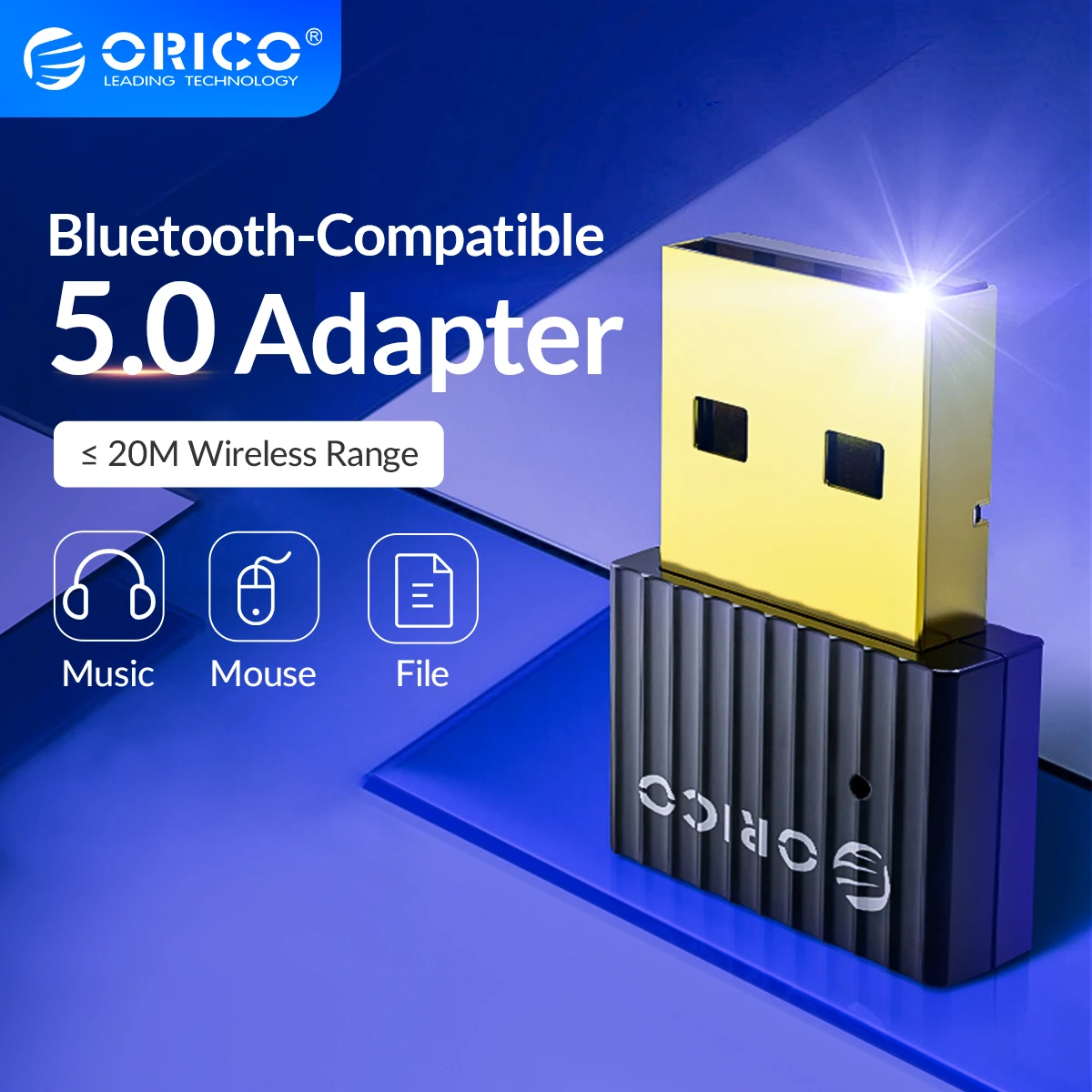 

ORICO Mini Wireless USB Bluetooth-Compatible Dongle Adapter 5.0 Music Audio Receiver Transmitter for PC Speaker Mouse Laptop