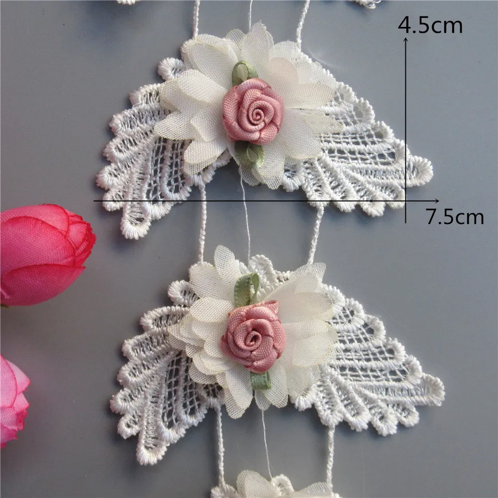 20x винтажная кружевная вышивка в виде крыла и розы лента с вышивкой тканевая