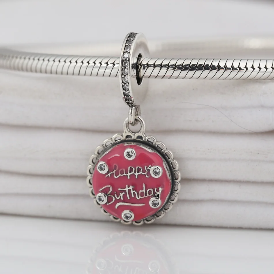 

Authentic S925 Charm Enamel Happy Birthday Wish Pendant Charms for Women Bracelet Bangle DIY Jewelry