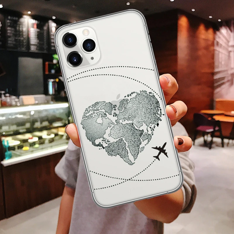 

Always follow your heart Cover For iPhones 11 Pro Max World Map Travel Airplane Soft Case For iPhones 6 6s 7 8 Plus X XR XS MAX