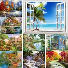 Алмазная 5D картина, пейзаж, лес, закат, закат, круглая стразы, Набор для вышивки крестиком, мозаика сделай сам, домашний Рождественский подарок