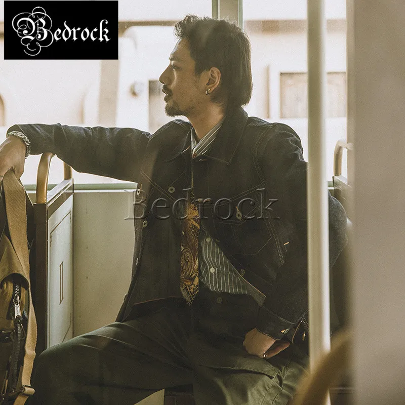 Мужская Тяжелая немытая джинсовая куртка из необработанного денима реплика