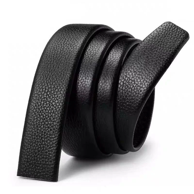 Fashion Black Belt 2023 New Men'S No Buckle Simple Design Soft PU Casual Youth Trend Automatic Buckle Headless Belt High Quality