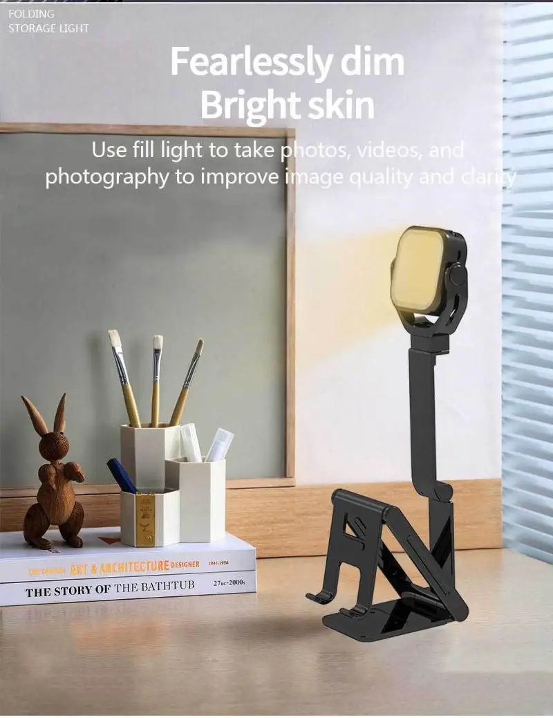

Newest 5W Live Camera Fill Light Phone Photography Bracket Foldable Desktop Mobible Phone Holder Photo Studio Kits For Live