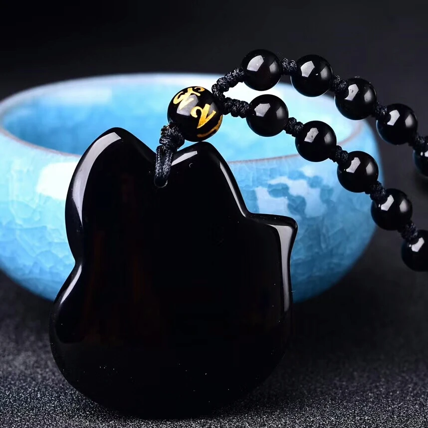 Женское ожерелье с подвеской из черного нефрита удача от удачи энергетический