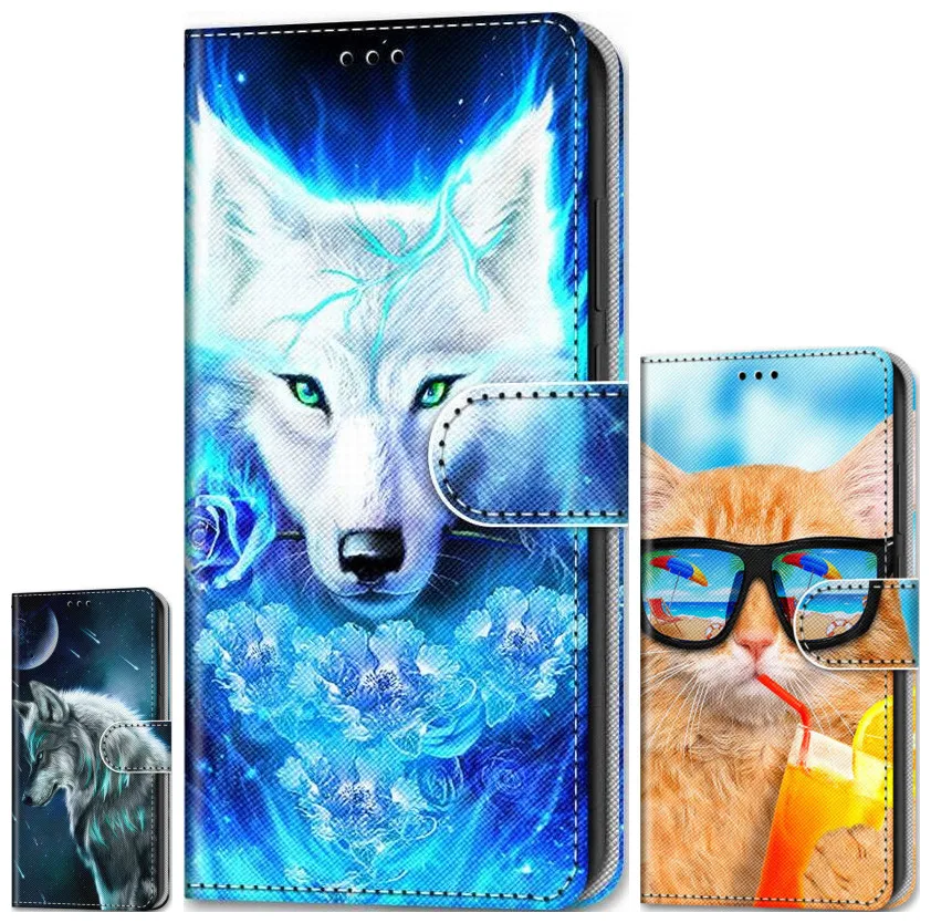 Флип чехол для Redmi GO 3S 4A 4X 5A 5 Plus 6A 6 Pro Note 8T 8 7 4 3 кошка собака девушка кошелек