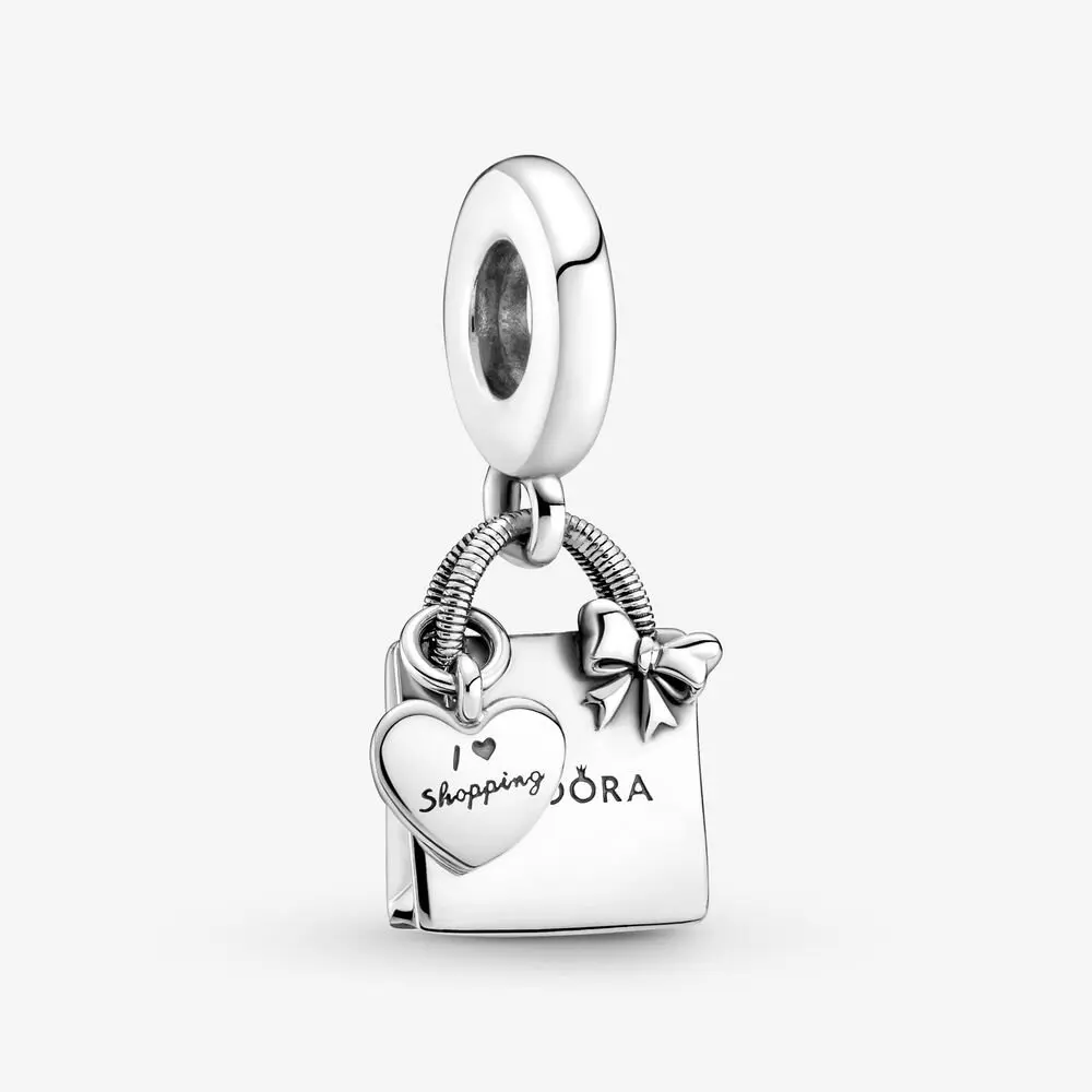 

Hot Selling Women's Jewelry 925 Sterling Silver Shopping Bag Charm Fits Original Pandora Bracelet DIY Beaded Charm Silver Beads