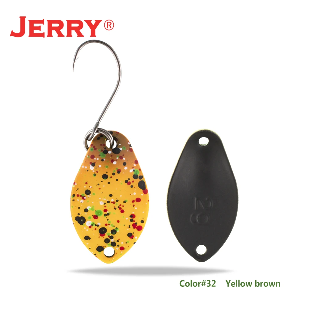 yellow brown Jerry 2 г 3 г микро форели ложки сверхлегкие латунные рыболовные ложки один крючок Пресноводные металлические приманки зона окуня для ловли щуки pesca - Цвет: yellow brown