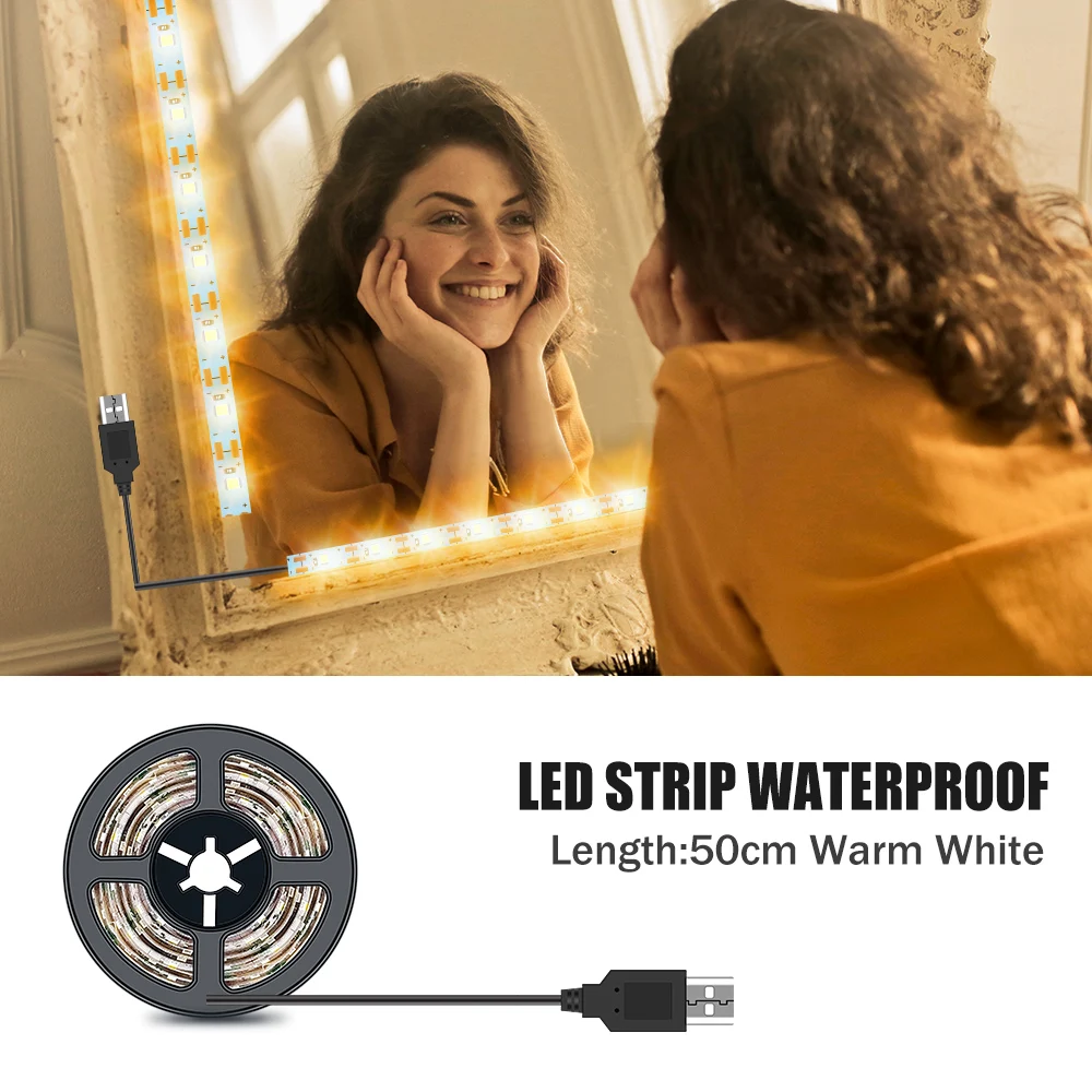 

5 в Светодиодная лампа для туалетного столика с подсветкой зеркало световая полоса зеркало для макияжа заполнясветильник с USB водонепрониц...