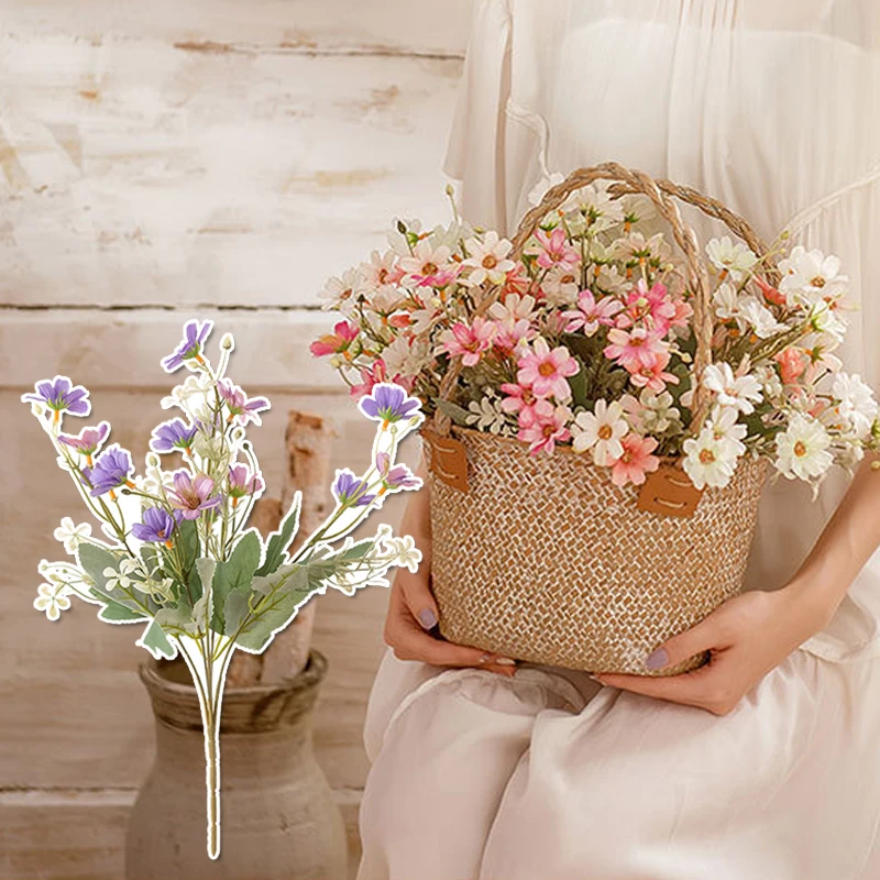 

1PC Cute Colorful Silk Daisy Artificial Flowers Decorative Flower DIY Wedding Flower Bouquet Home Room Table Decoration Supplies