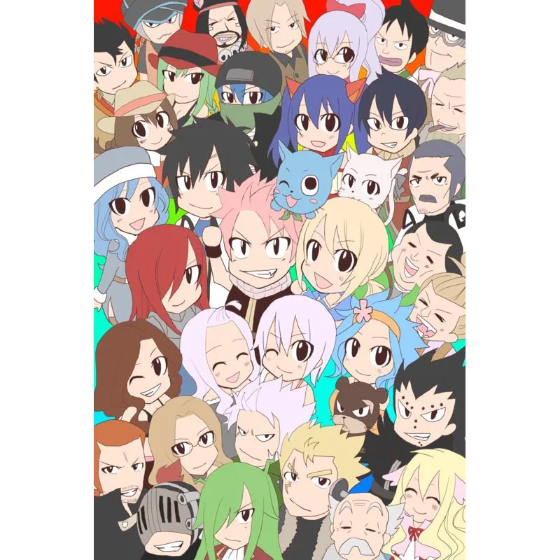 Симпатичные аниме Fairy Tail постер из шелковой ткани Wall Art печати плакатов картина