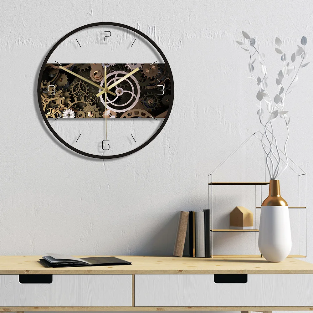 Часы настенные механические с принтом часы механическим механизмом в стиле