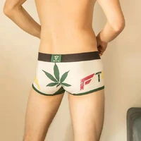 3pcs mens underwear cotton briefs plant printing fashion mens panties personality maple leaf breathable underpants male shorts