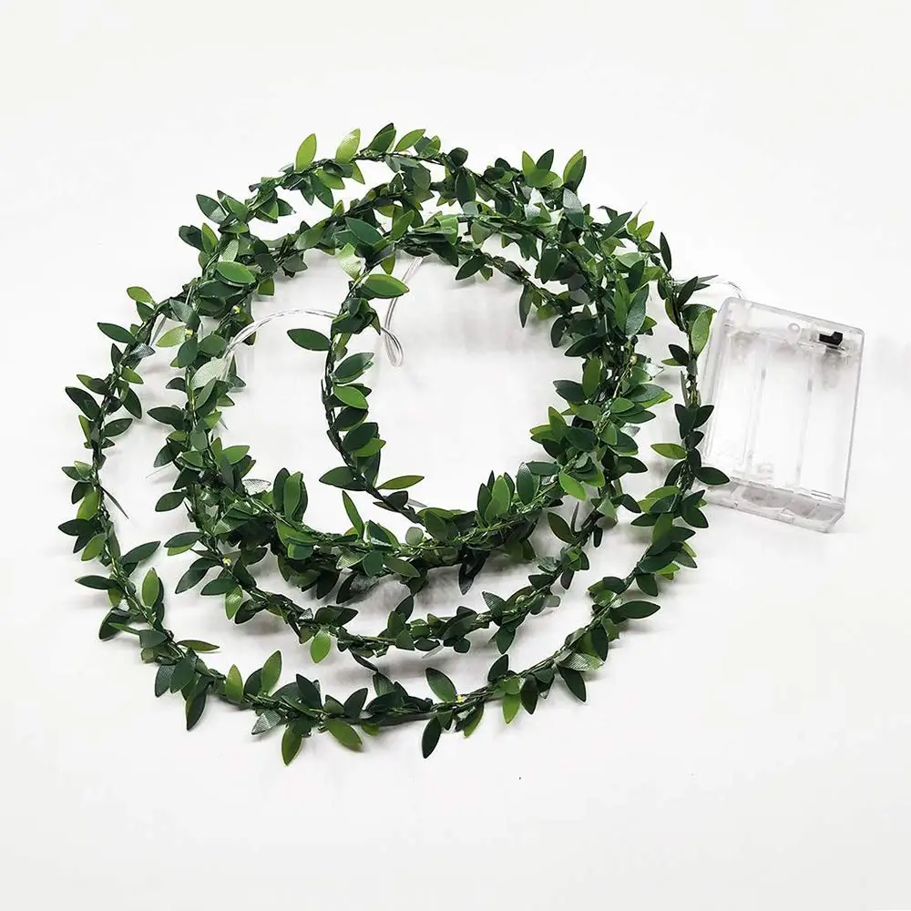 2M/3M/5M/10M Battery Powered Green Leaf Vine String Lights Christmas Wedding Party Home Artificial Wreath Flexible lights | Освещение