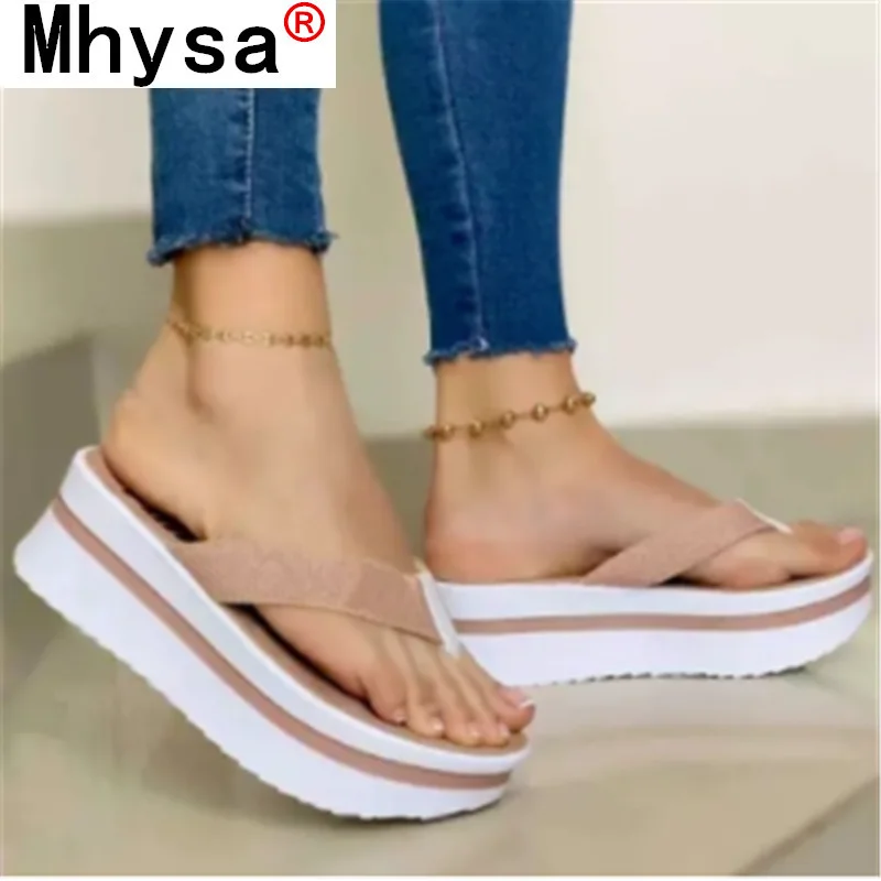 

2021 Summer New Women Sandals Fashion Outdoor Beach Open Toe Casual Slipper Comfortable Wedges Light Flip-Flop Sandals for Woman