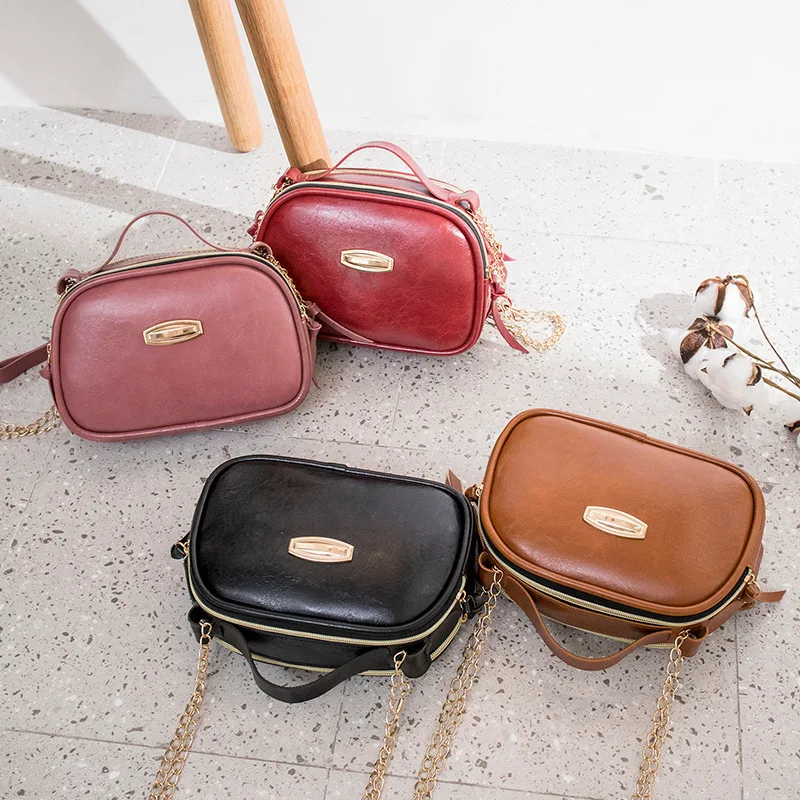 

Mini Shoulder Bag Fashion Zipper Small Bag Portable Female Handbags Women Package PU Leather Balck Red Brown