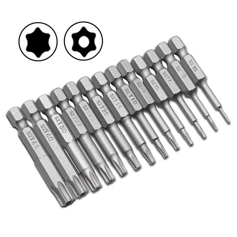 13 шт. 1/4 дюймов Отвертка Набор бит S2 Сталь шестигранным хвостовиком T5 T45 netic с шестигранной головкой Star 6 Точка