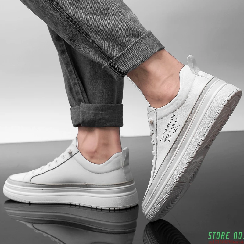 

100% Cow Leather Casual Men Shoes Men Loafers Fashion Trendy Flat Shoes Black Soft Moccasins Shoes Korean version Sneakers